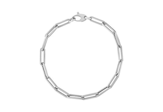 14K White Gold Bold Paperclip Chain Bracelet