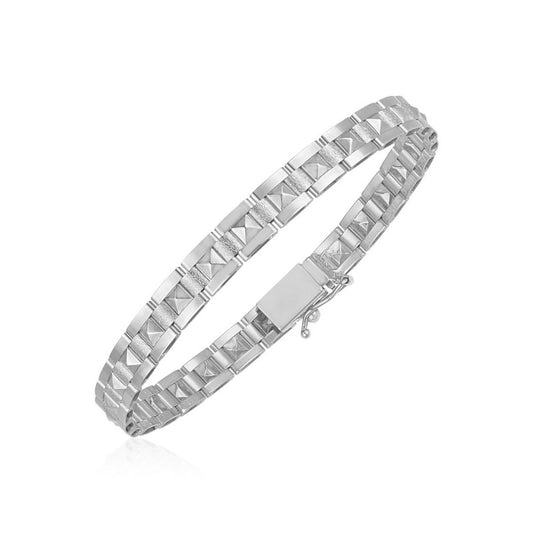 14k White Gold High Polish Spike Pyramid Bracelet (6mm)