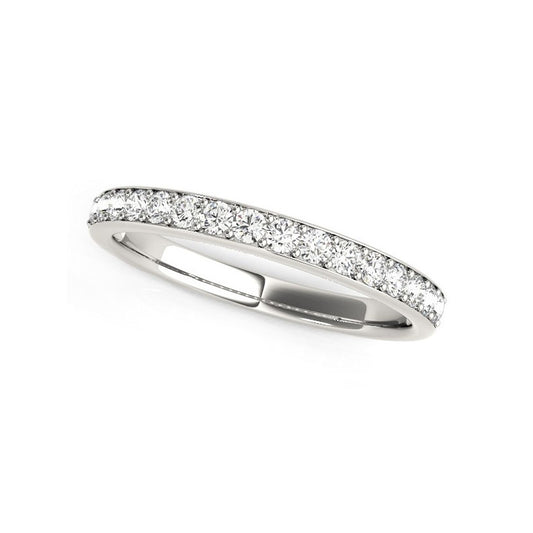 14k White Gold Prong Set Wedding Band with Diamonds (1/3 cttw)