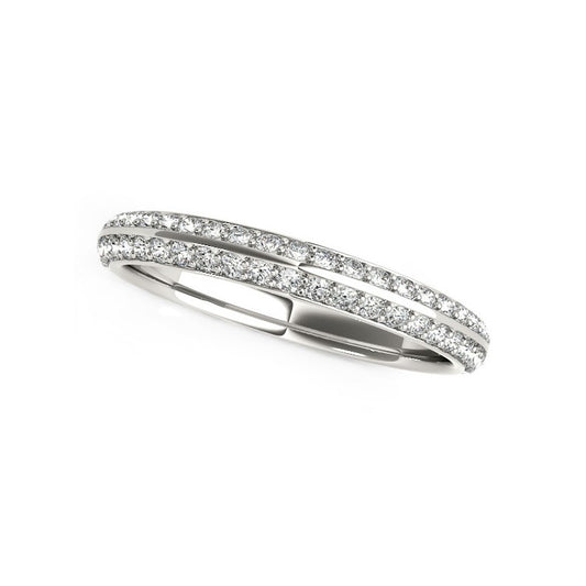 14k White Gold Two-Row Pave Set Diamond Wedding Band (1/4 cttw)